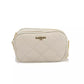 Beige Double Compartment Shoulder Bag with Golden Accents