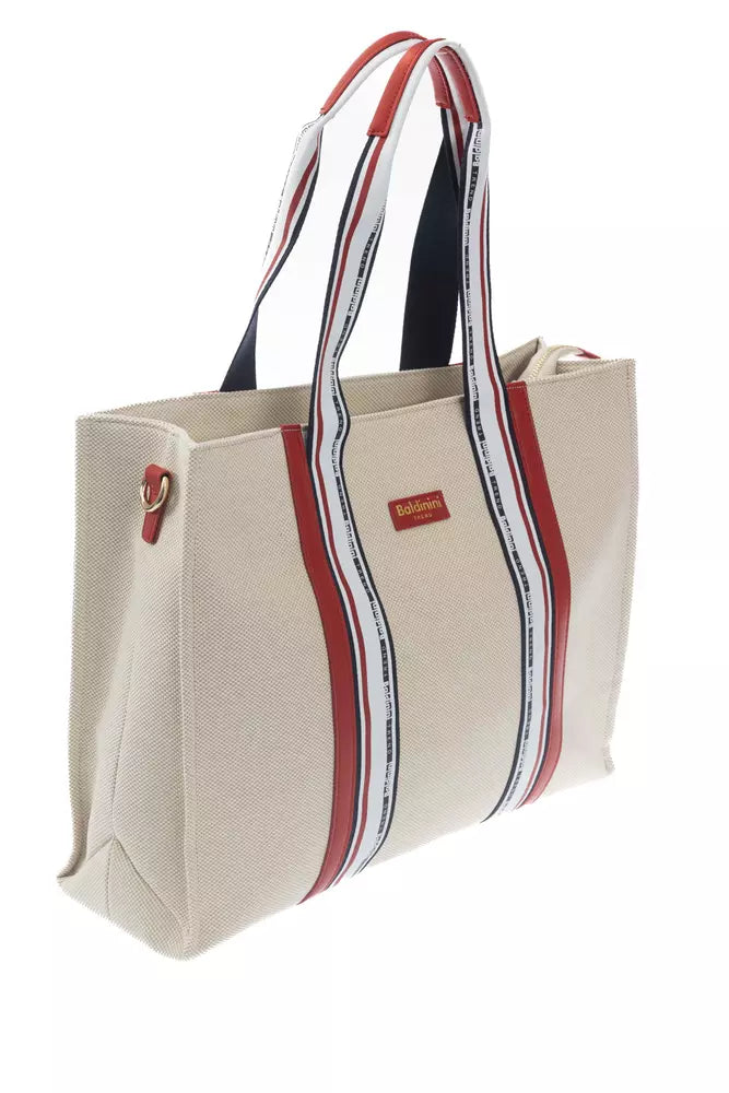 Elegant White Shoulder Bag with Logoed Lining