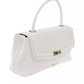 Chic White Shoulder Bag with Golden Accents