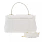 Chic White Shoulder Bag with Golden Accents