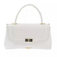Chic White Shoulder Bag with Golden Accents