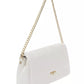 Elegant White Leather Shoulder Bag with Golden Accents