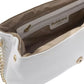 Elegant White Leather Shoulder Bag with Golden Accents