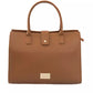 Elegant Brown Shoulder Bag with Golden Accents