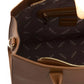 Elegant Brown Shoulder Bag with Golden Accents