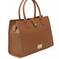 Elegant Brown Shoulder Bag with Golden Accents