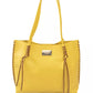 Chic Yellow Handbag with Golden Accents