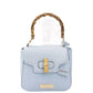 Elegant Light Blue Shoulder Bag with Golden Accents