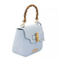 Elegant Light Blue Shoulder Bag with Golden Accents