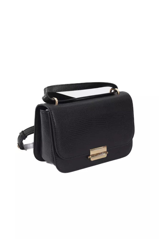 Chic Black Crossbody With Golden Accents