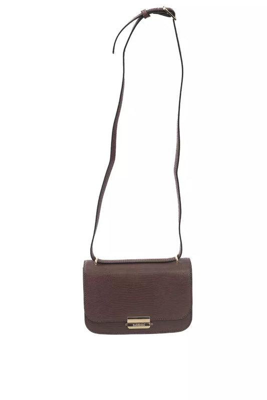 Elegant Brown Shoulder Bag with Golden Accents