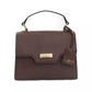 Elegant Brown Shoulder Flap Bag with Golden Accents