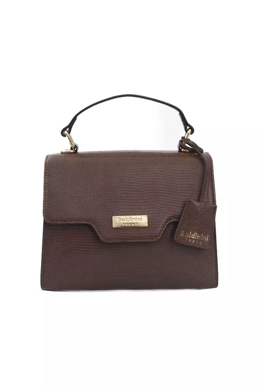 Elegant Brown Shoulder Flap Bag with Golden Accents