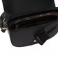 Elegant Black Shoulder Flap Bag with Golden Accents