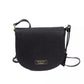 Elegant Black Shoulder Flap Bag with Golden Accents