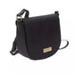 Elegant Black Shoulder Flap Bag with Golden Accents