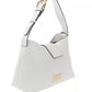 Chic White Flap Bag with Golden Accents