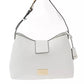 Chic White Flap Bag with Golden Accents