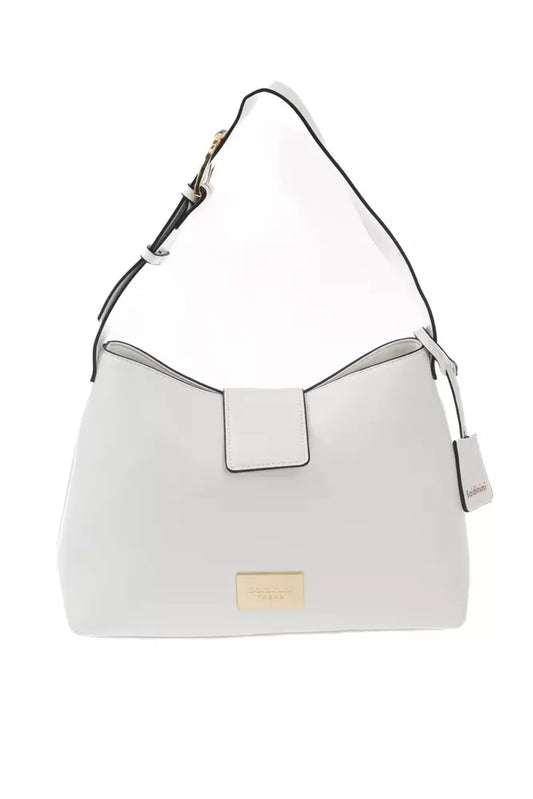 Chic White Flap Bag with Golden Accents