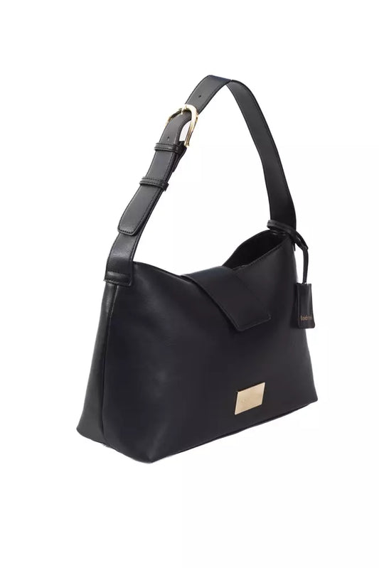 Chic Black Golden-Detailed Designer Handbag