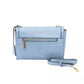 Chic Light Blue Shoulder Flap Bag with Golden Accents