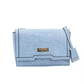 Chic Light Blue Shoulder Flap Bag with Golden Accents