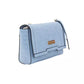 Chic Light Blue Shoulder Flap Bag with Golden Accents