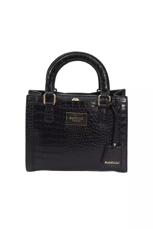 Elegant Black Shoulder Bag with Golden Accents