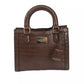 Elegant Brown Shoulder Bag with Golden Accents