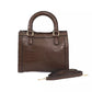 Elegant Brown Shoulder Bag with Golden Accents