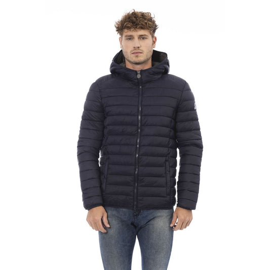 Quilted Men's Hooded Blue Jacket