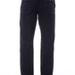 Chic Blue Cotton Pants with Contrast Stitching