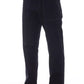 Chic Blue Cotton Pants with Contrast Stitching