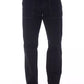 Chic Blue Cotton Pants with Contrast Stitching