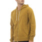 Cotton Hooded Zip Sweatshirt in Brown