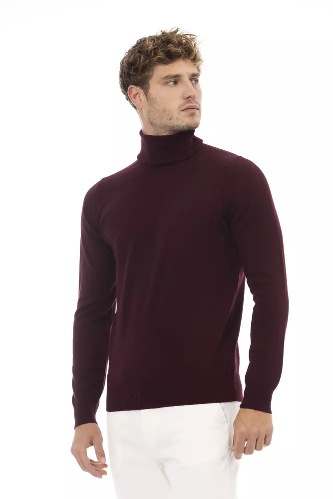 Elegant Burgundy Turtleneck Sweater for Men