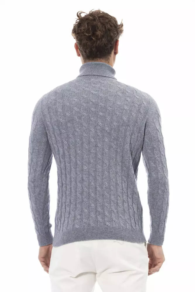 Elegant Light Blue Turtleneck Sweater