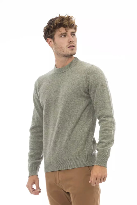 Elegant Crewneck Wool Sweater in Lush Green