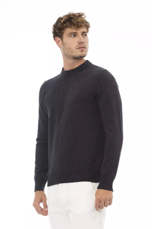 Elegant Crewneck Wool Sweater in Timeless Black