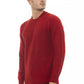 Elegant Crewneck Wool Sweater in Bold Red