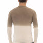 Beige Crewneck Sweater with Ribbed Details