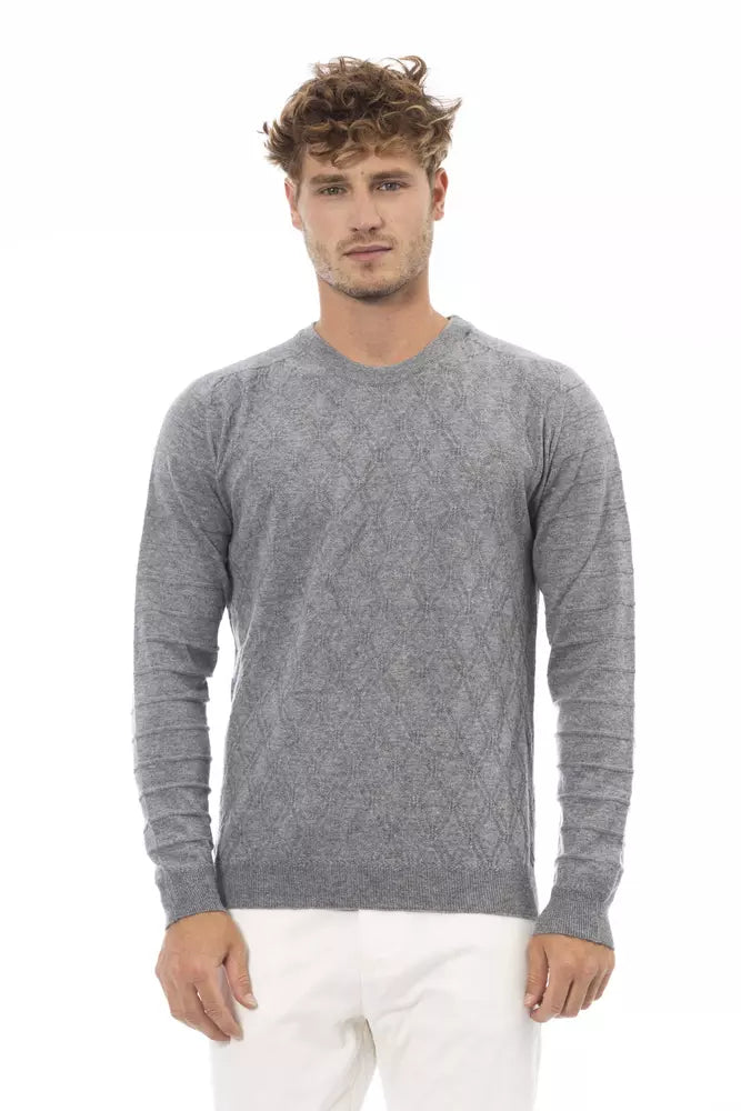 Elegant Gray Crewneck Sweater in Luxe Blend