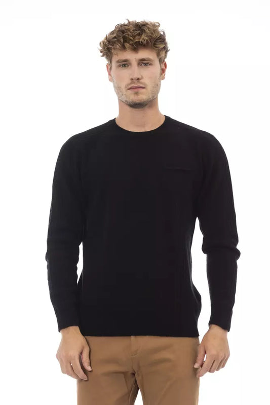 Elegant Crewneck Pocket Sweater in Black