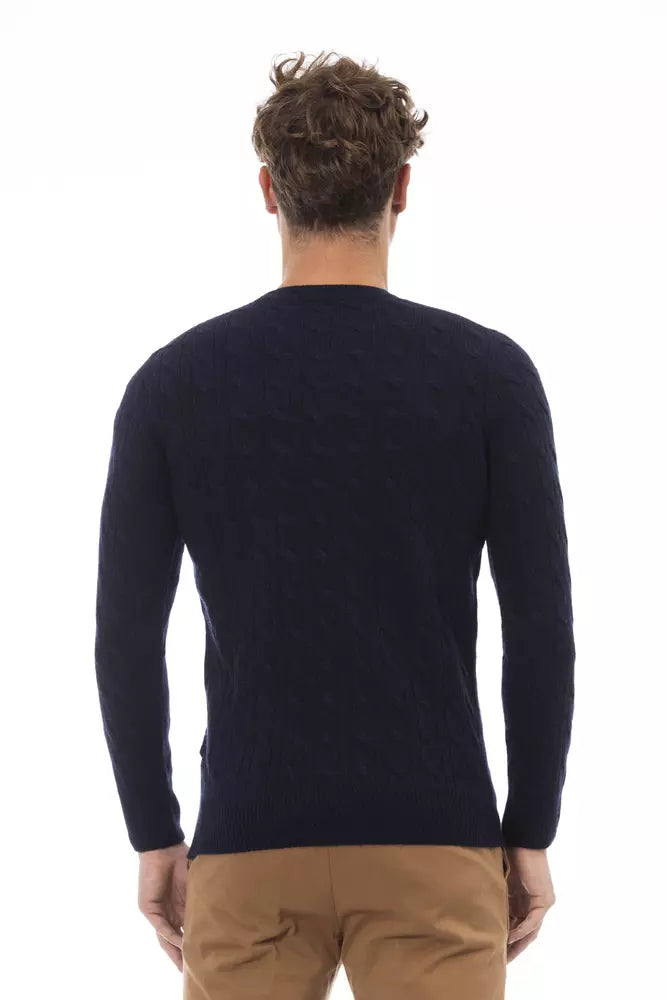 Elegant Blue Crewneck Sweater