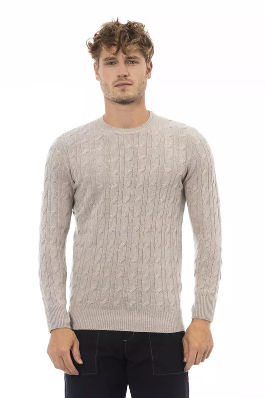 Classic Beige Crewneck Luxury Sweater