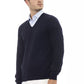 Sumptuous V-Neck Blue Sweater for Elegant Evenings