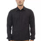 Chic Gray Flannel Button-Up Shirt with Front Pocket
