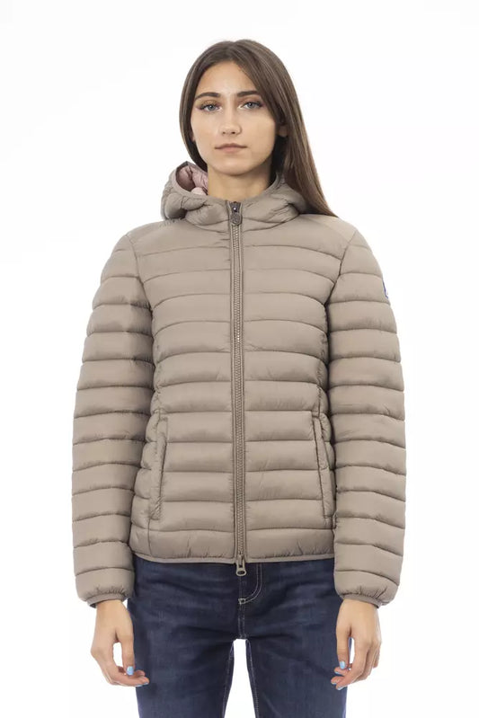 Chic Quilted Beige Hooded Jacket