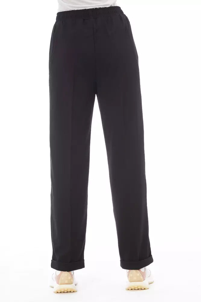 Elegant Black Trousers With Side Welt Pockets