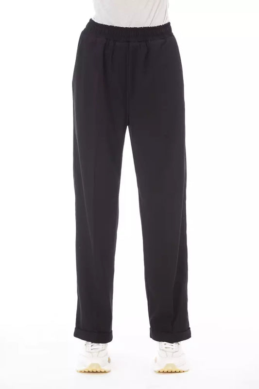 Elegant Black Trousers With Side Welt Pockets